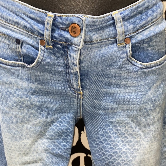 KOOKAI DENIM BLUE JEANS FISH SCALE PRINT SZ 28 W/34 - Picture 3 of 12